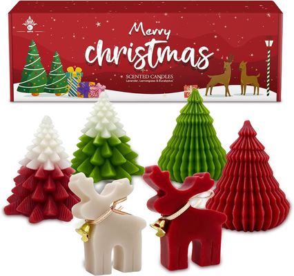 Weihnachtsduftende Kerzen Geschenk Set Elch & Weihnachtsbaum geformt Handgefertigt Sojawachs Xmas Aromatherapie Kerze
