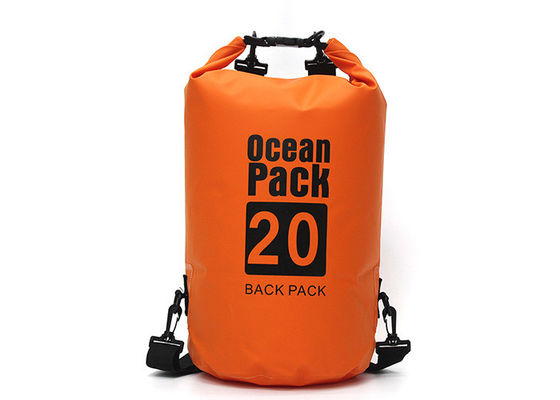 Blaue gelb-orangee wasserdichte Gewohnheit PVCs des trockene Taschen-Seesack-40L druckte