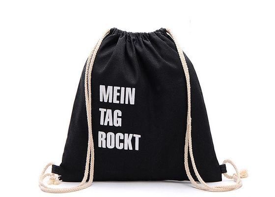 Kundenspezifischer Logo Canvas Drawstring Bags Black-Segeltuch-Gurt-Rucksack für Männer